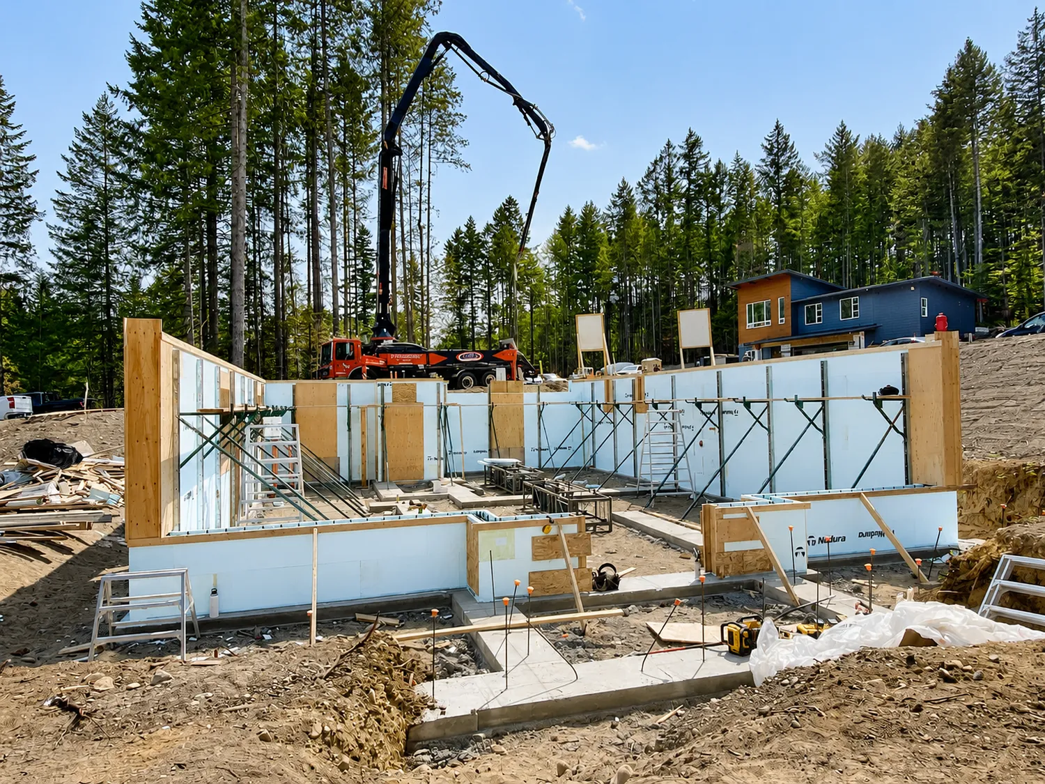Insulated concrete form (ICF) foundation installation by Arama Building & Renovations in Qualicum Beach