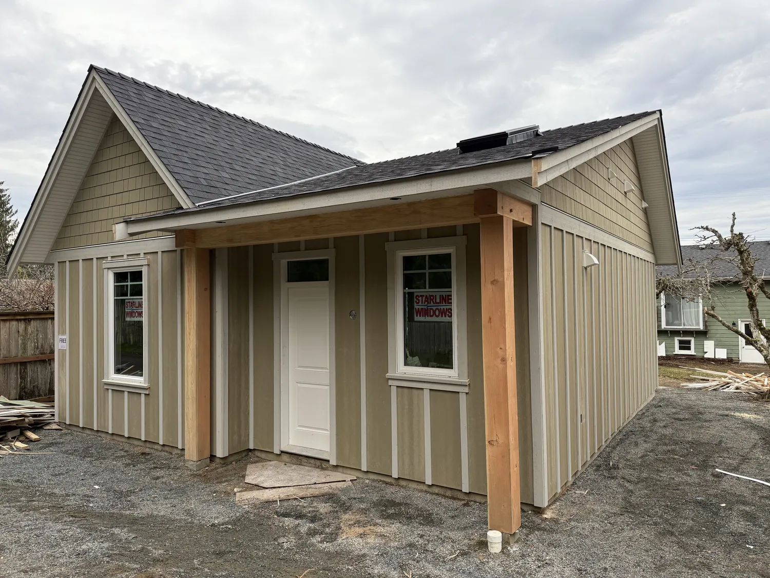 Custom detached garden suite build featuring durable exterior finishes, covered entry detailing, and efficient small-home design. Custom detached garden suite build featuring durable exterior finishes, covered entry detailing, and efficient small-home design.