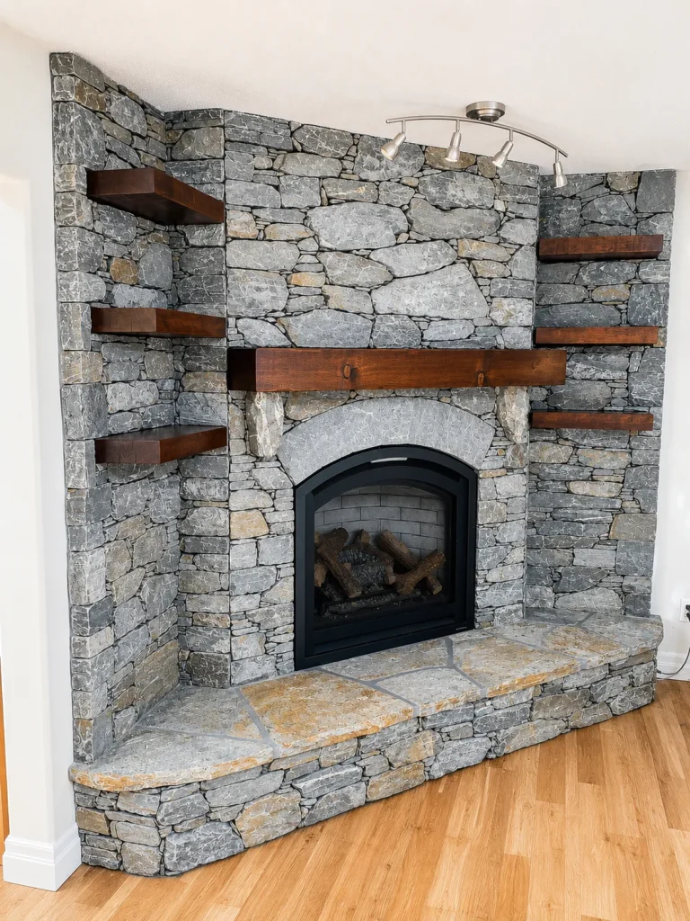 mpleted fireplace renovation, by Arama Building & Renovations in Qualicum Beach