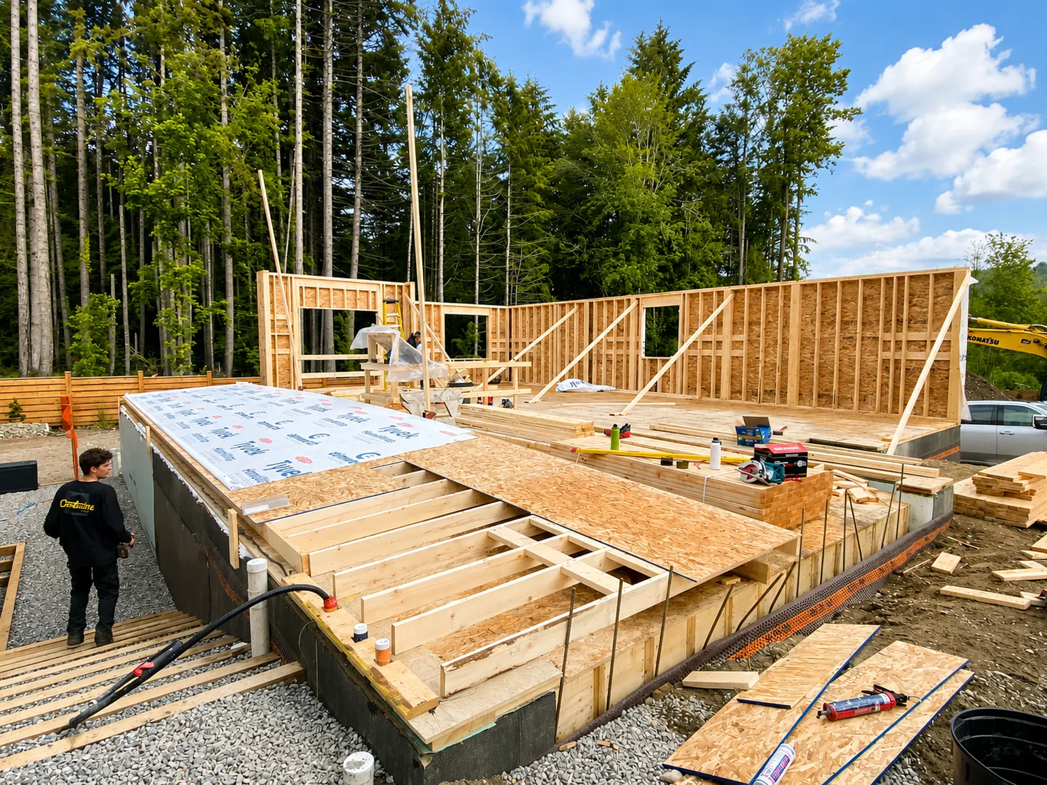 home framing in progress, by Arama Building & Renovations in Qualicum Beach